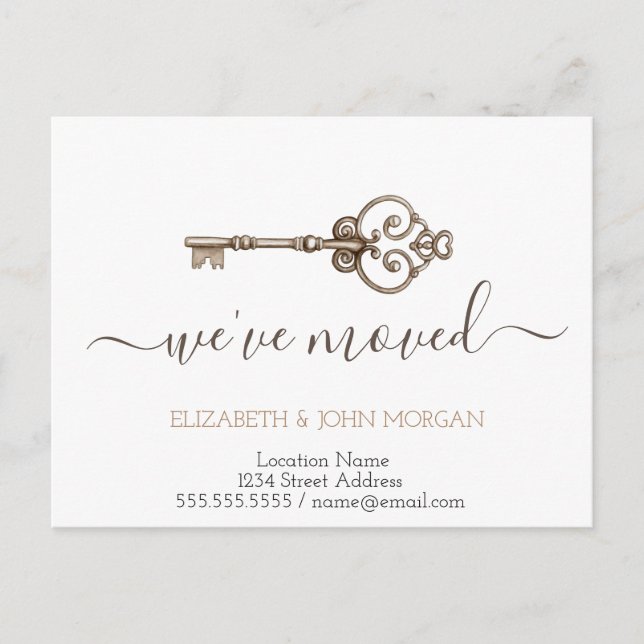 Einfach habe ich neue Schlüsseladresse verschoben Ankündigungspostkarte (Vorderseite)