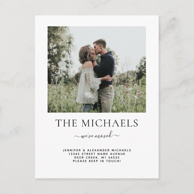 Einfach haben wir das Adresswechsel-Foto verschobe Ankündigungspostkarte (Vorderseite)
