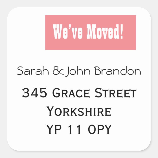 Einfach haben wir die Ankündigung verschoben Rosa Quadratischer Aufkleber (Vorderseite)