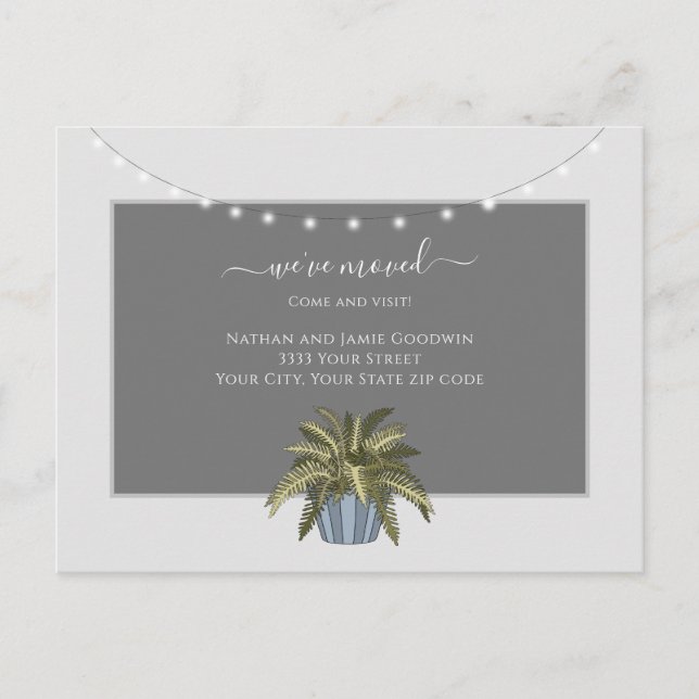 Einfach haben wir die Ankündigung von neuen Zuhaus Postkarte (Vorderseite)