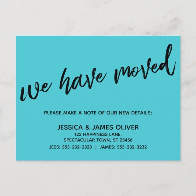 Einfach haben wir Lässige Handschrift Türkis versc Postkarte (Vorderseite)