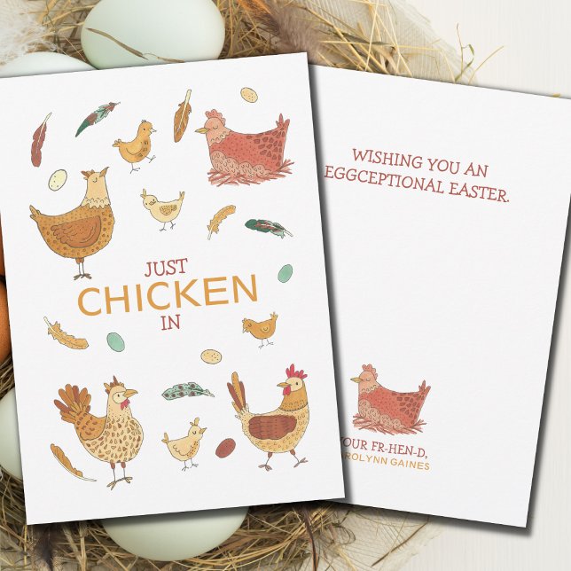 Einfach Hallo Funny Chickens Ostercard checken Karte (Von Creator hochgeladen)