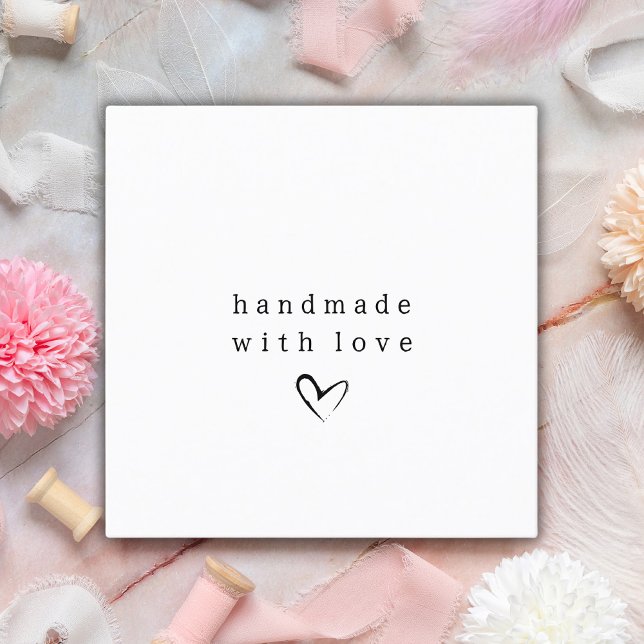Einfach handgefertigt mit Liebe Herz | Schwarz und Quadratische Visitenkarte (Von Creator hochgeladen)