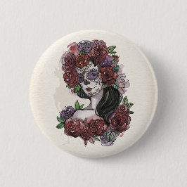 Einfach handgezeichnet Dia de los Muertos | Button