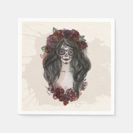 Einfach handgezeichnet Dia de los Muertos | Servie Serviette