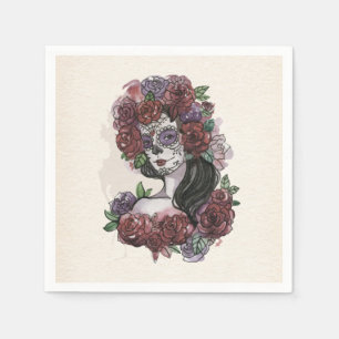 Einfach handgezeichnet Dia de los Muertos   Servie Serviette