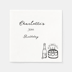 einfach Handgezeichneter 30. Geburtstag Serviette