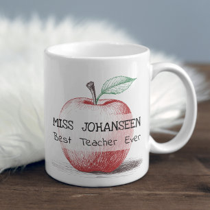 Einfach handgezeichneter roter Appell Niedlich Bes Kaffeetasse