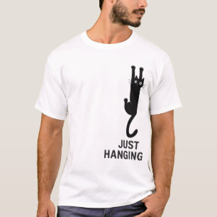 Einfach hängende Katze – Lustige kletternde schwar T-Shirt