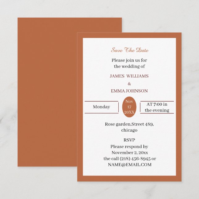 Einfach hellbraun Personalisiert Save The Date (Vorne/Hinten)