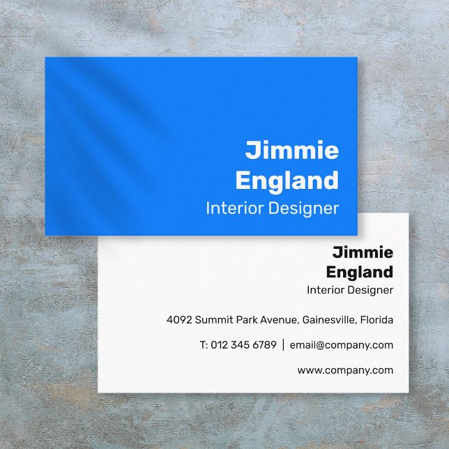 Einfach helles Blau fett Moderne Dynamik Visitenkarte (Simple Bright Blue Bold Modern Vibrant Business Card)