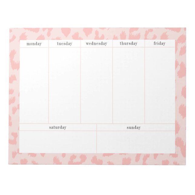 Einfach hellrosa Leopard Print Weekly Planner Notizblock (Vorderseite)