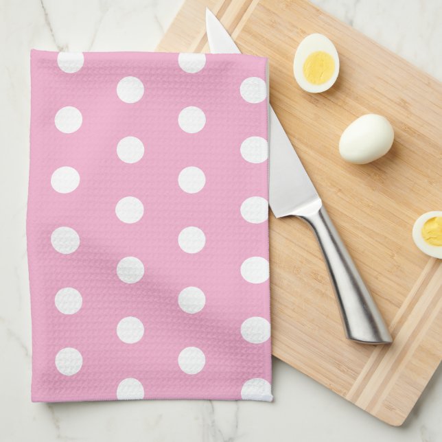 Einfach hellrosa Polka Dots Küchentücher (Viertel Falte)