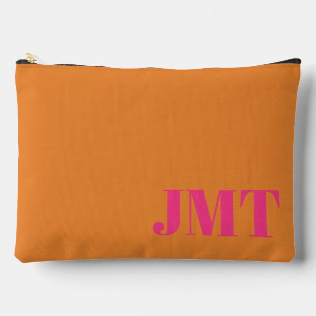 Einfach hellrosa und orange mit Monogramm Zubehörtasche (Vorderseite)