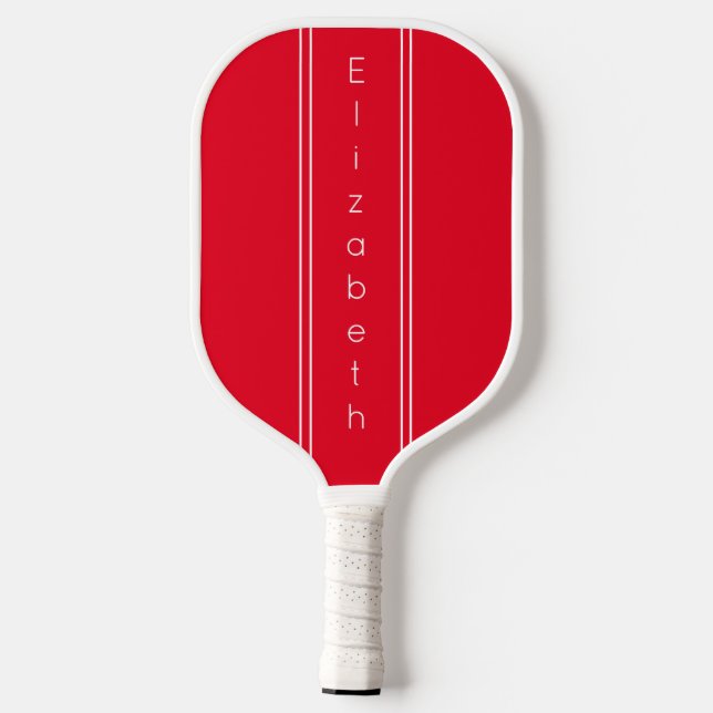 Einfach hellrot und weißer vertikaler Name Pickleball Schläger (Rückseite)