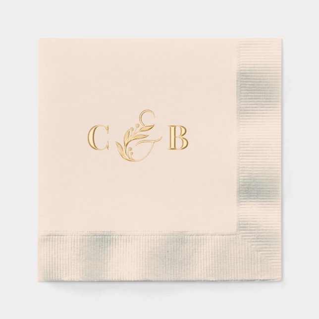 Einfach herrliche Couple Initials Wedding Napkins Servietten Mit Folie (Vorderseite)