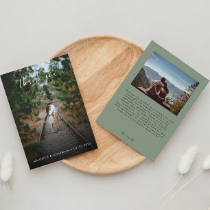 Einfach hintereinander folgende Sage-Grün-Fotos Dankeskarte