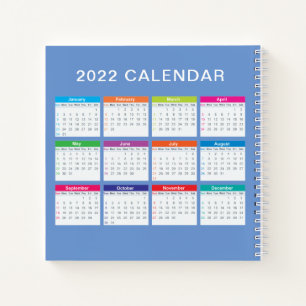 Einfach, hübsch, farbenfroh 2022 Kalender   Notebo Notizbuch