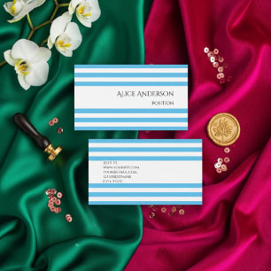 Einfach Huhn Blaue Streifen Geometrisch Chic Visitenkarte