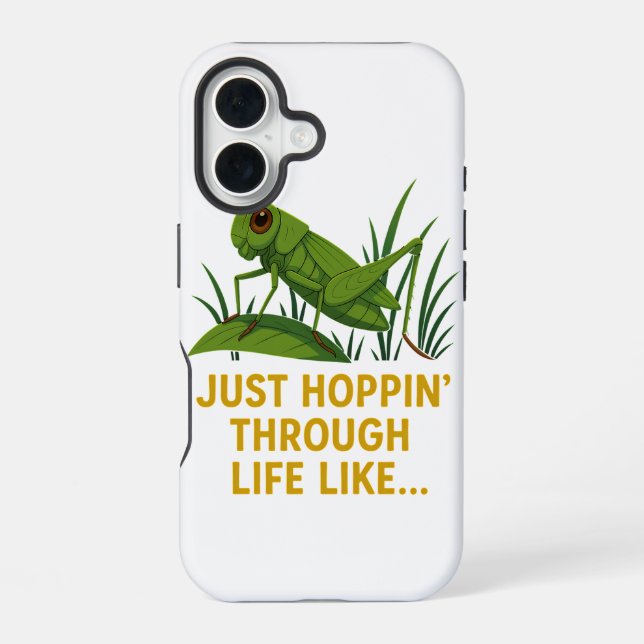 "Einfach hüpfende lustige Heuschrecke Kunst" iPhone 16 Hülle (Rückseite)