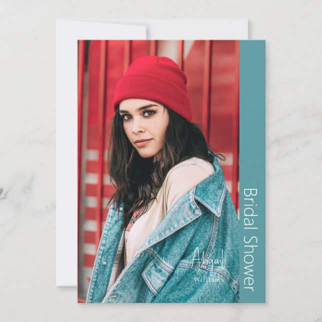 Einfach ihr Foto Türkis-Brautparty Einladung (Vorderseite)