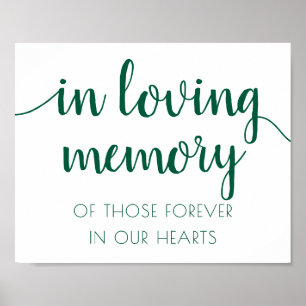 Einfach In Loving Memory Jägergrün Gedenktafel Poster