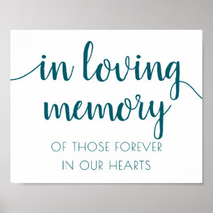 Einfach In Loving Memory   Türkis Aqua Gedenkseite Poster
