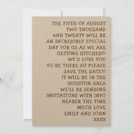 Einfach informelle und lustige Hochzeiten Save The Date