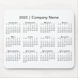 Einfach Kalender 2022 mit Firmenname auf Weiß Mousepad