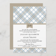 Einfach Kariertes Blue & Tan mit Monogram Wedding