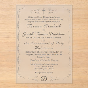 Einfach katholische Einladung zur Hochzeit