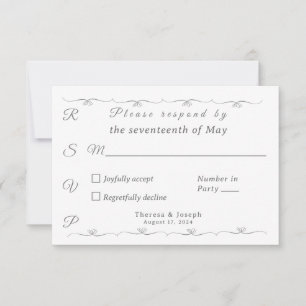 Einfach katholische Hochzeit Weiß RSVP Karte