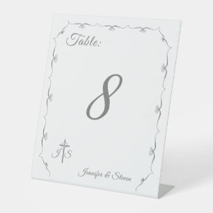 Einfach katholische Hochzeitssymbol der Tischnumme Sockelschild