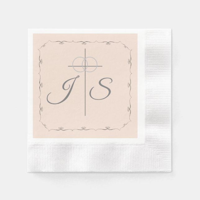 Einfach katholisches Champagner-Menü Rosa Wedding Serviette (Vorderseite)