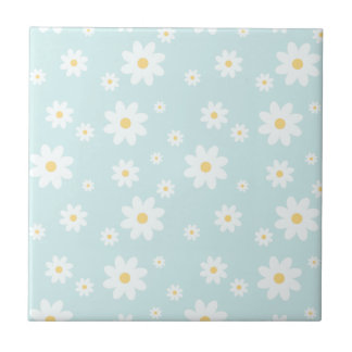 Einfach klassisch weiß Daisy Floral Fliese