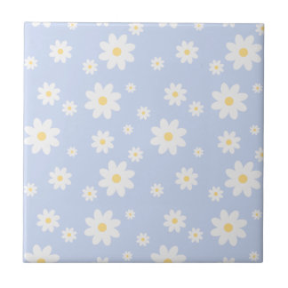 Einfach klassisch weiß Daisy Floral Fliese