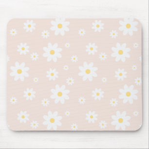 Einfach klassisch weiß Daisy Floral Mousepad