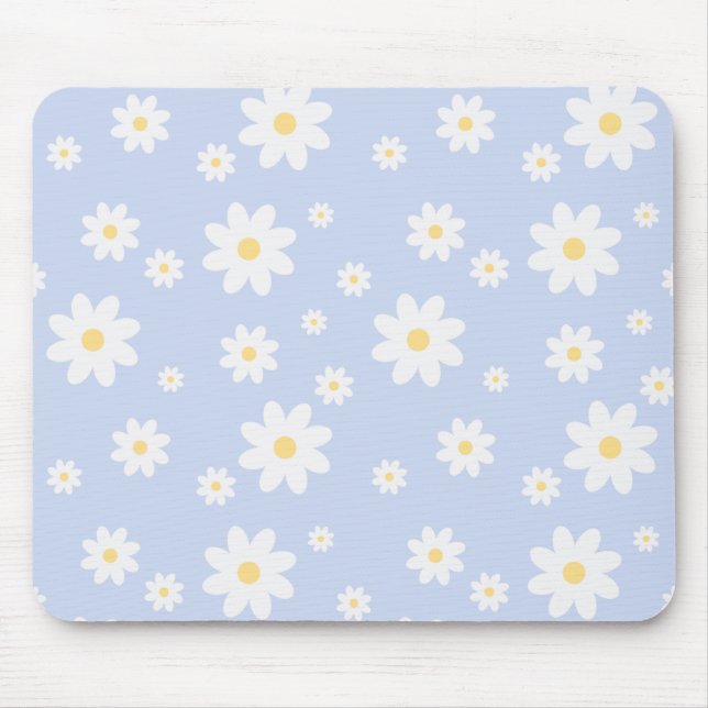 Einfach klassisch weiß Daisy Floral Mousepad (Vorne)