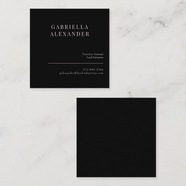 Einfach klassischer Schwarz-Rosa-Platz Quadratische Visitenkarte (Vorne/Hinten)
