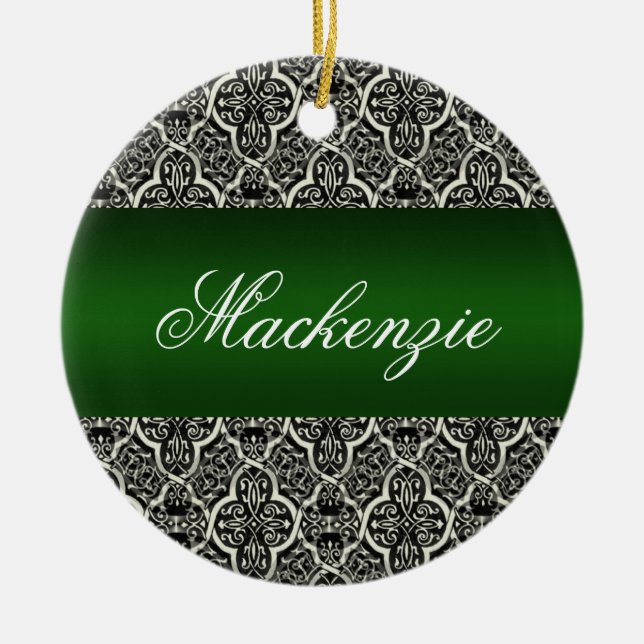 Einfach klassischer Urlaub Damask Rund Ornament (Vorne)