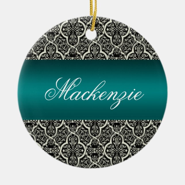 Einfach klassischer Urlaub Damask Rund Ornament (Vorne)