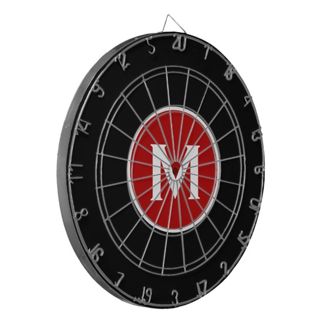 Einfach klassisches Monogramm Schwarz Dartscheibe (Vorderseite Links)