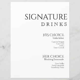 Einfach klassisches Signature-Bar Menü