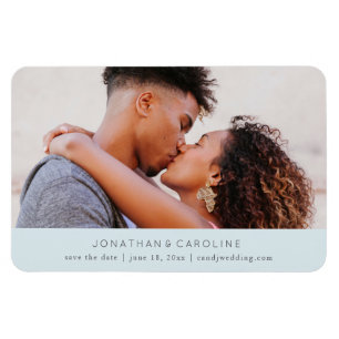 Einfach klein Save the Date, großes Foto blau Magnet