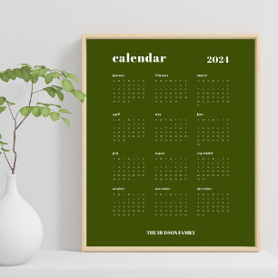 Einfach kühl   Olive Green & White Kalender 2024 Poster