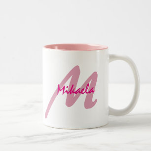 Einfach kundenspezifisches rosa personalisiertes zweifarbige tasse