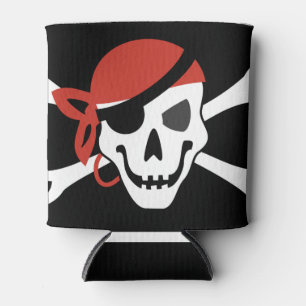 Einfach lächelnder Piratenschädel mit Red Bandana Dosenkühler