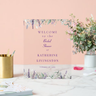 Einfach Lavendel Laub Hochzeitsdusche Willkommen  Acrylschild