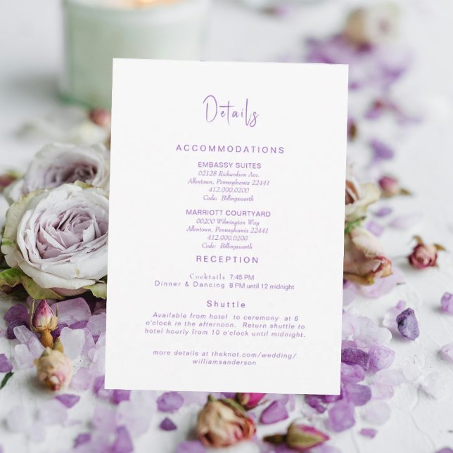 Einfach Lavender Wedding Details Umschließung Einladung (Von Creator hochgeladen)
