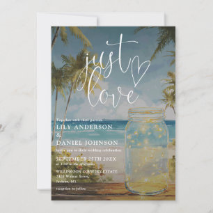 Einfach Liebe Aquarell Ozean Strand Mason Jar Hoch Einladung